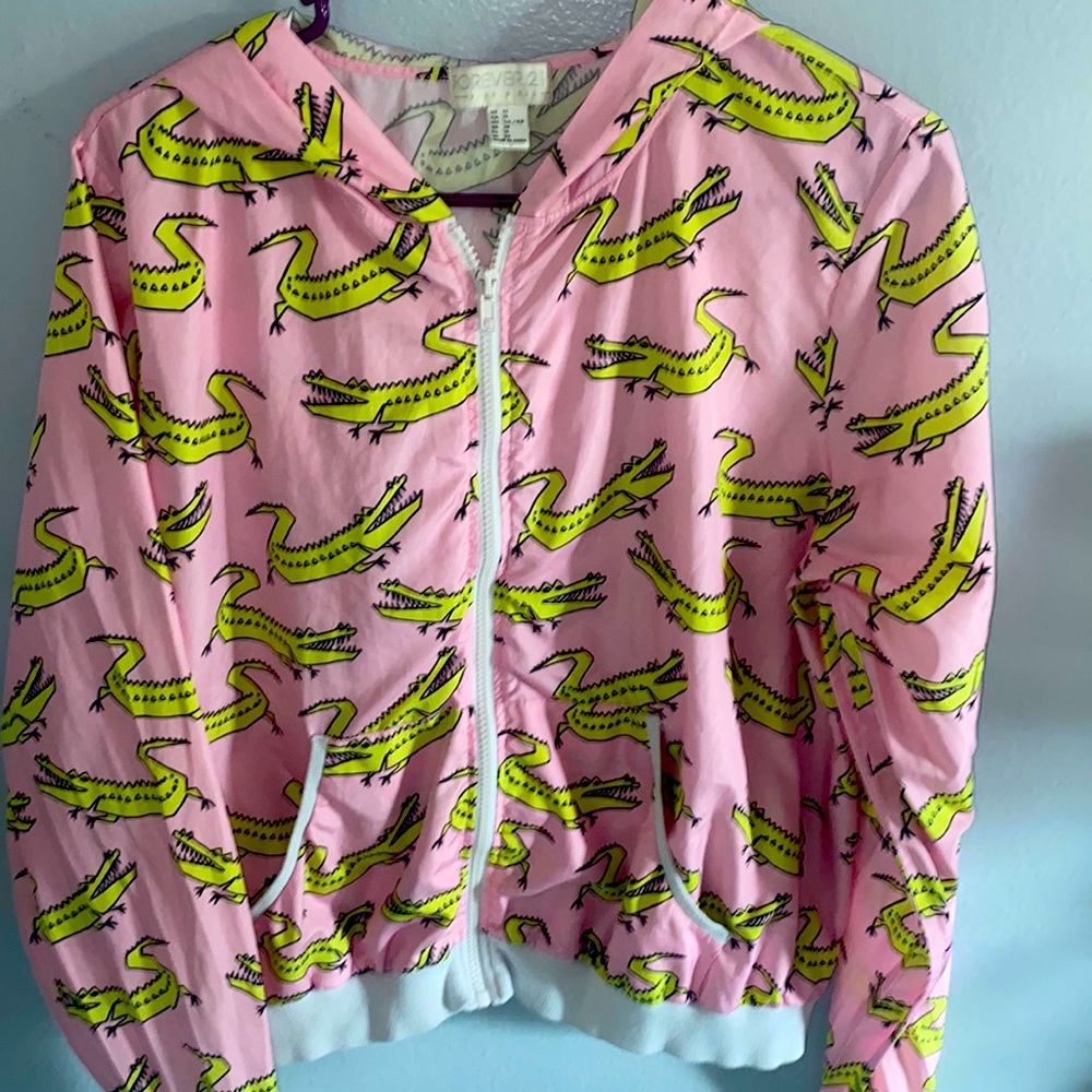 Pink and Green Crocodile Windbreaker